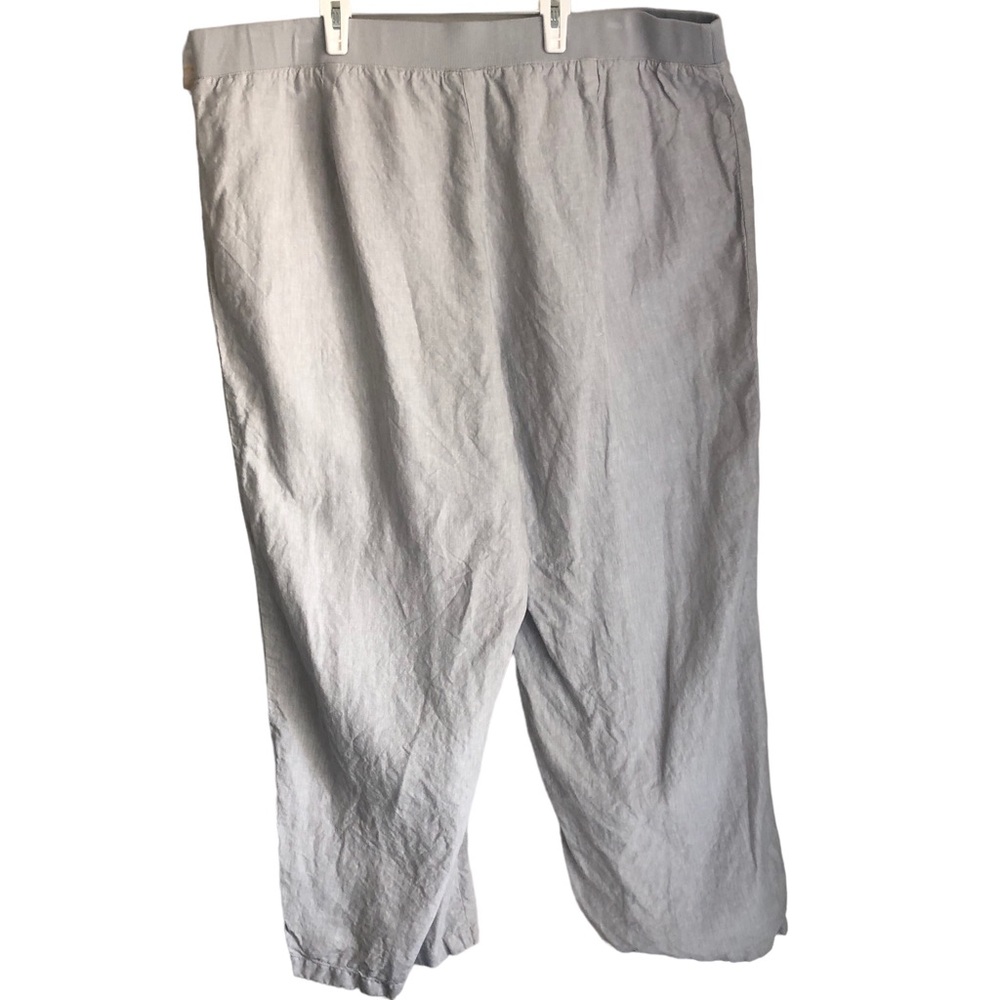 J Jill Love Linen Grey Wide Leg Pants Pull On V13